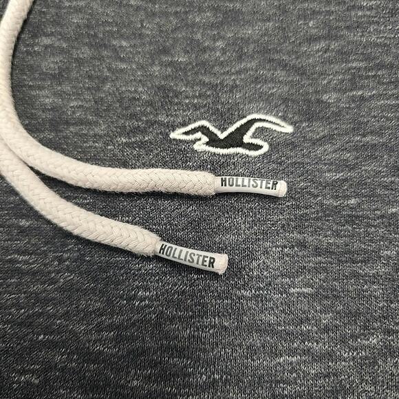 Hollister California Mens Hoodie Sweatshirt Sz XS Dark Heathered Gray Drawstring - Picture 2 of 7